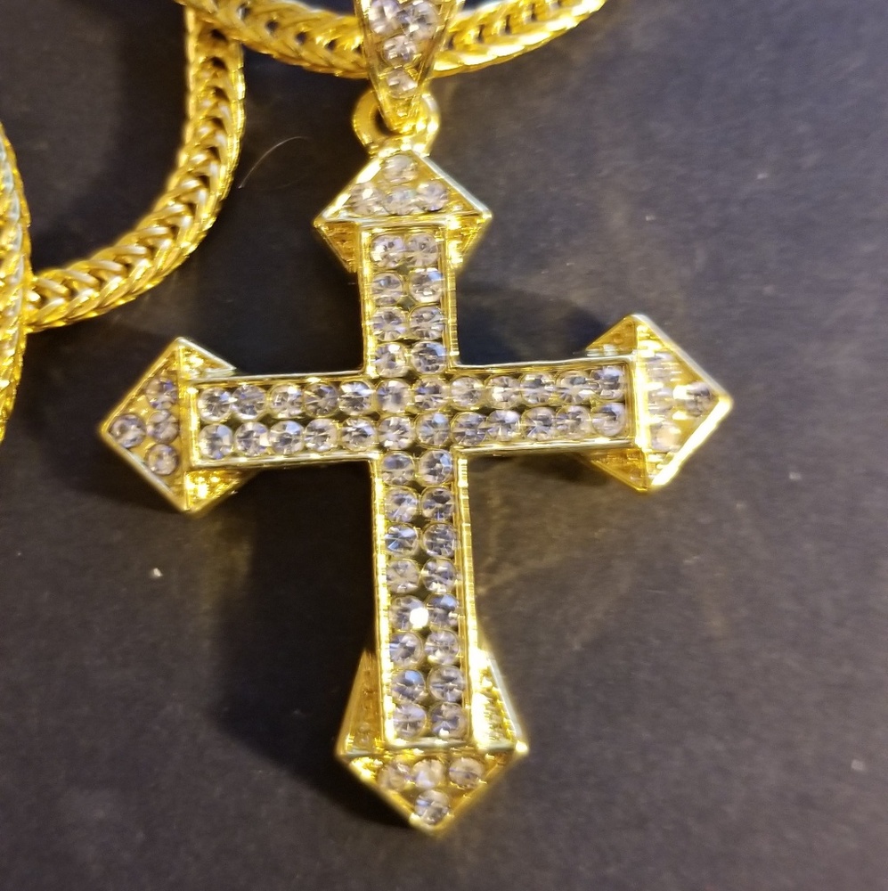 Beautuful Gold Pave Holy Cross Necklace